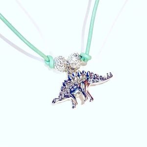 Handmade Silver Glitter Holiday Stegosaurus Dinosaur